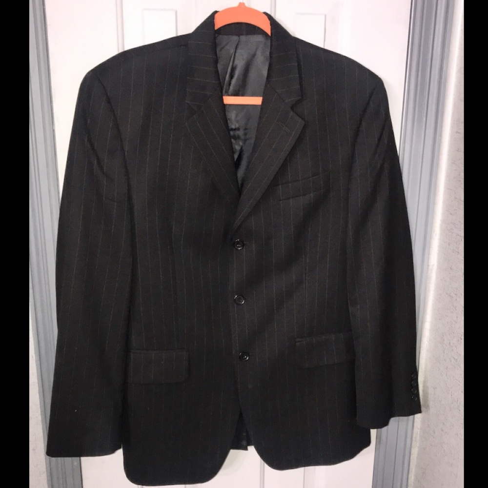 Men’s 2PC Ralph Lauren Black Wide Pinstripe Suit
